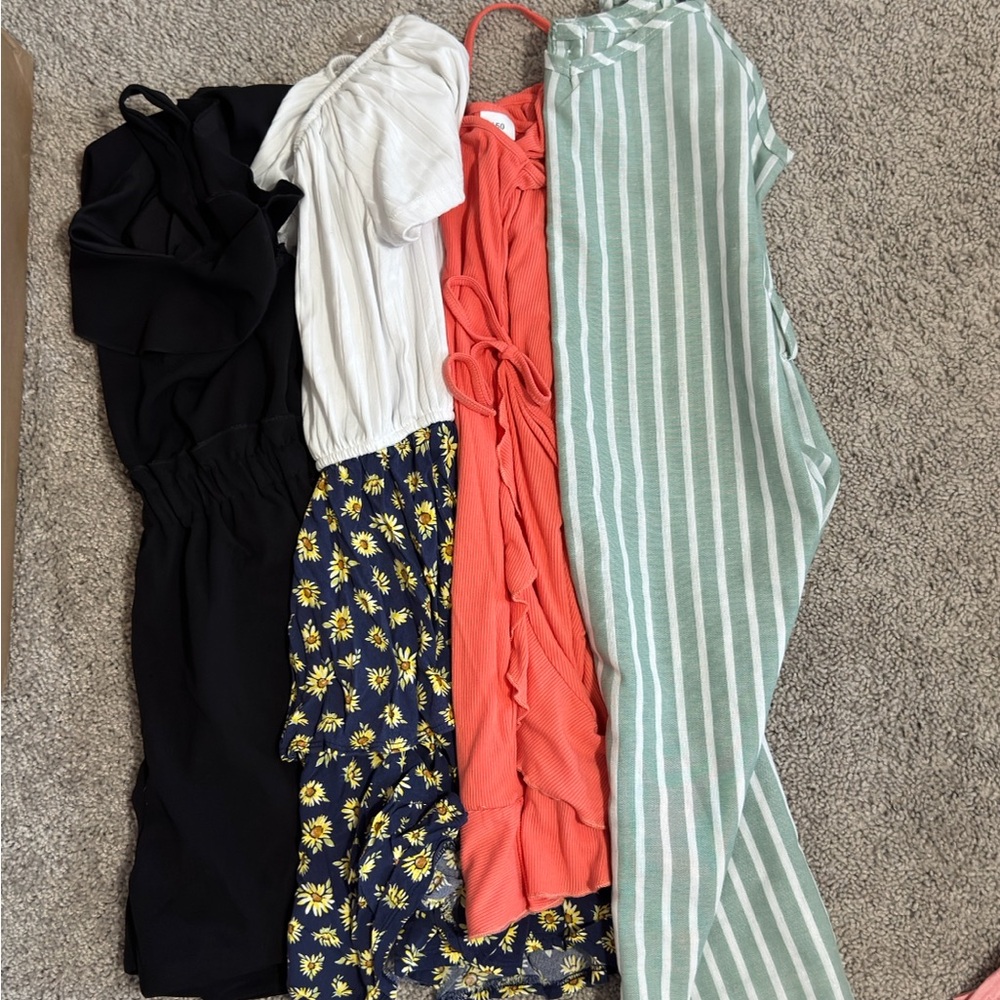Kids Casual Dress Set - Black, White, Blue, Orange, Green